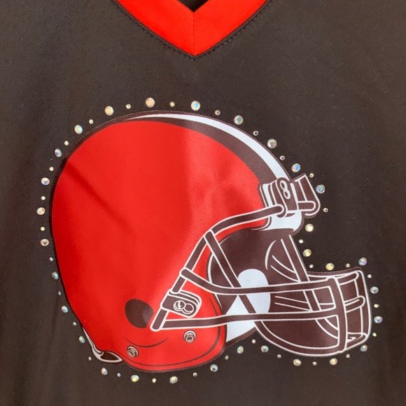 Cleveland Browns Majestic Fan Fashion Bejeweled Short Sleeve Short NWT Medium - Picture 2 of 4